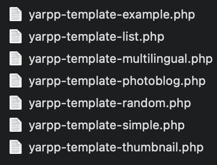 WordPressのテーマフォルダの中にYARPPのテンプレートファイルが追加された状態